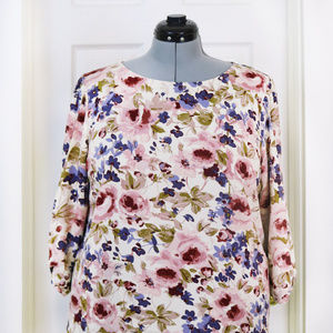 LC Lauren Conrad Floral Bow Sleeve Blouse